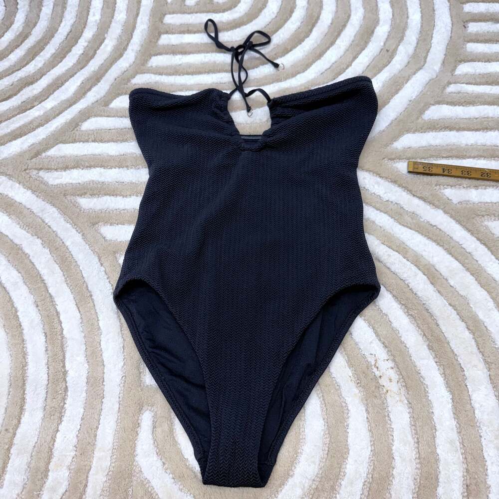 Seafolly Women's Sea Dive Black Halter Bandeau One Piece Swimsuit, Size 8